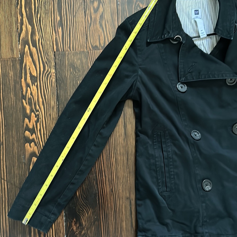 Black Gap Collared Button Up Cotton Raincoat Pea … - image 8